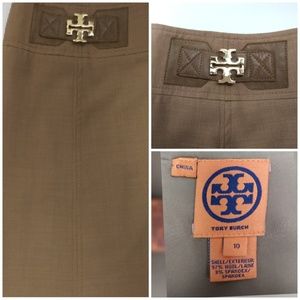 Tory Burch Camel Signature Emblem Skirt